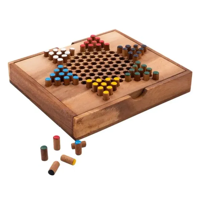 Chinese Checkers Wood M strategispel akaciaträ träbox