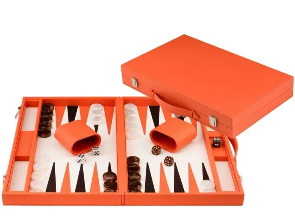 Dragon's Lair Backgammon brädspel orange 15 tum läder