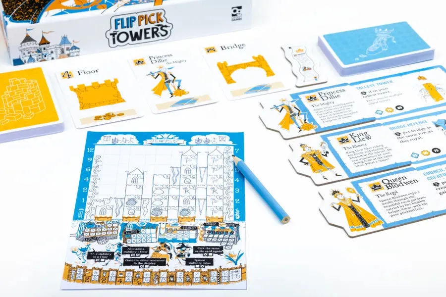 Flip Pick Towers roll & write spel 1-6 spelare
