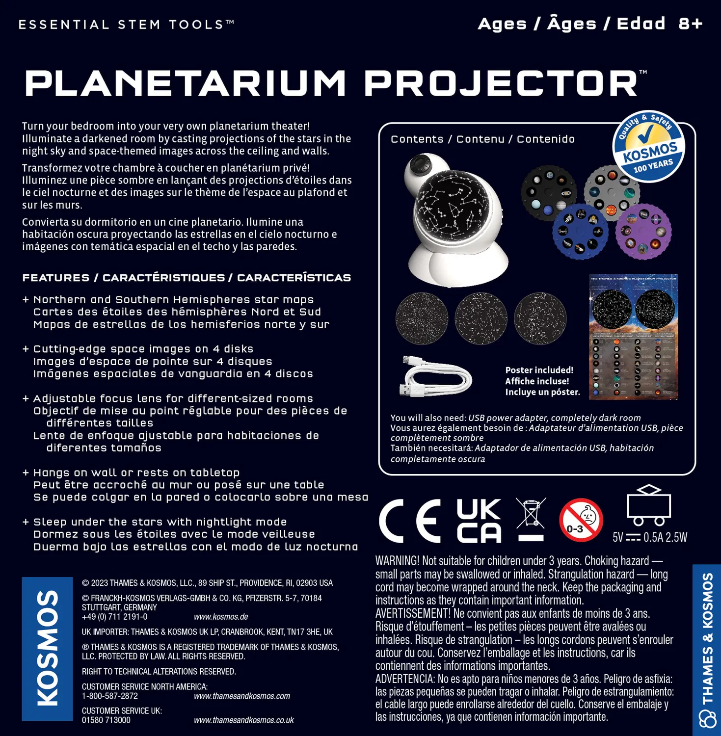 Kosmos Planetarium projektor 2-i-1 stjärnhimmel 32 bilder