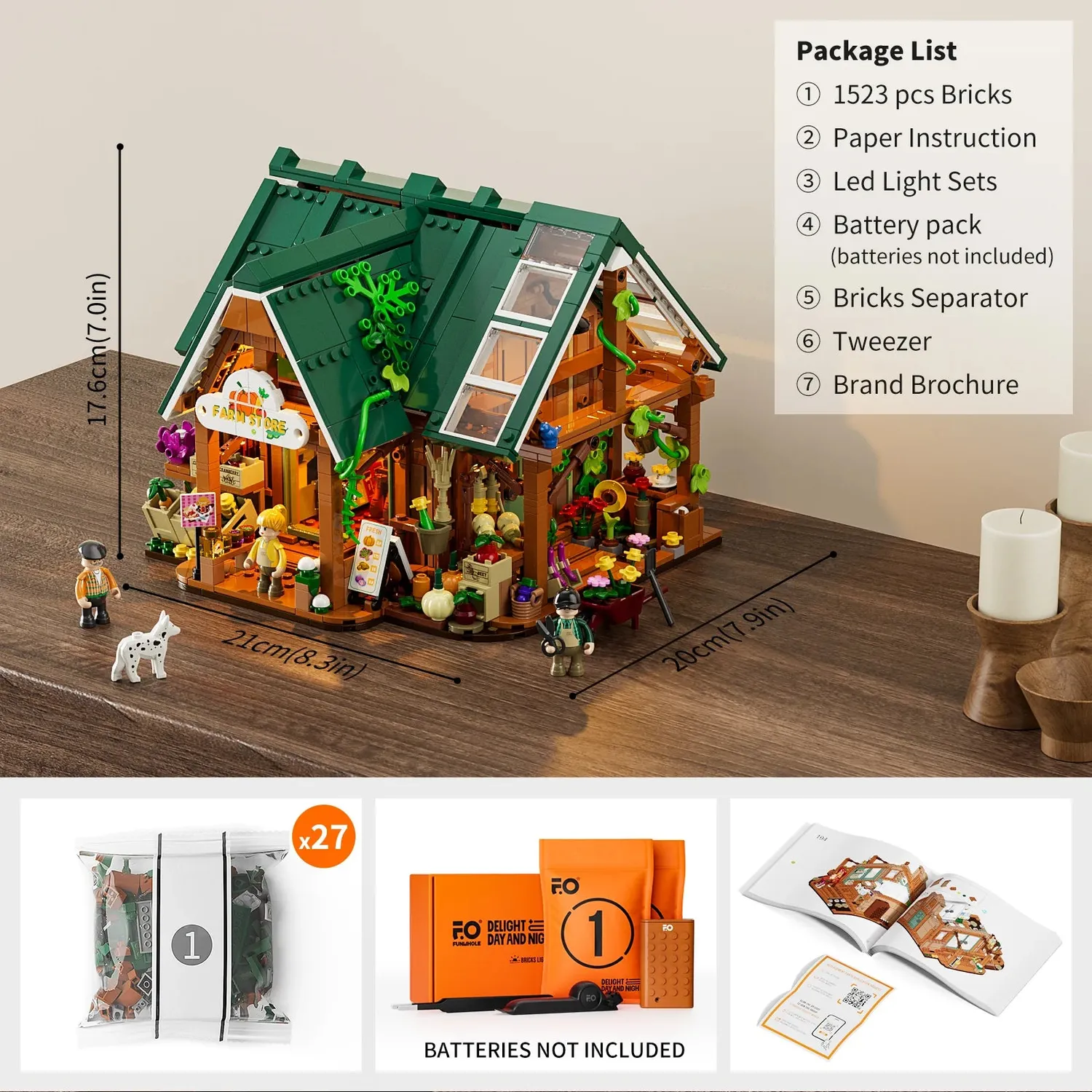 Dragon's Lair Farm Store byggset 1523 delar med LED-ljus