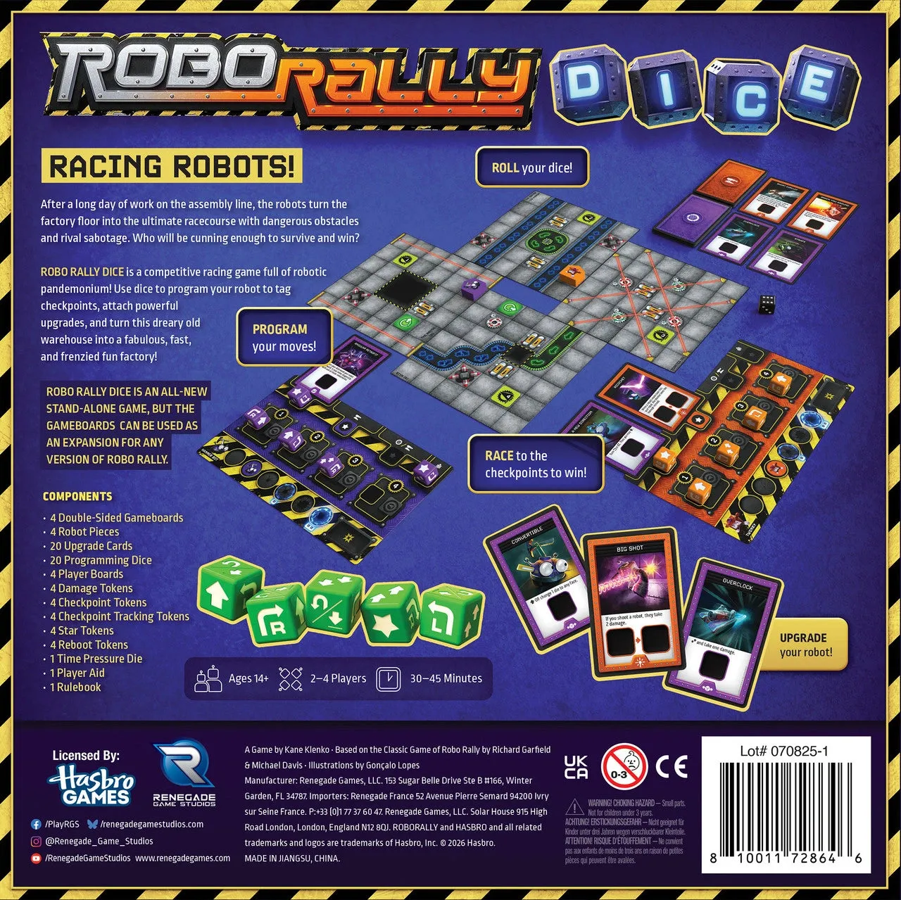 Robo Rally Dice tärningsspel fristående realtidsprogrammering
