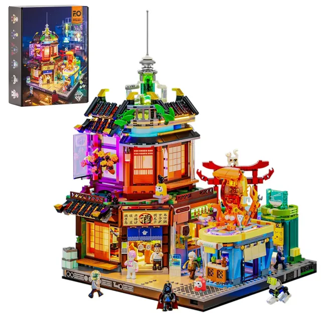 Izakaya Neon cyberpunk byggset 1987 bitar LED-ljus