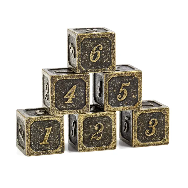 Dragon's Lair Brons D6 tärningar metall 6-pack 14 mm