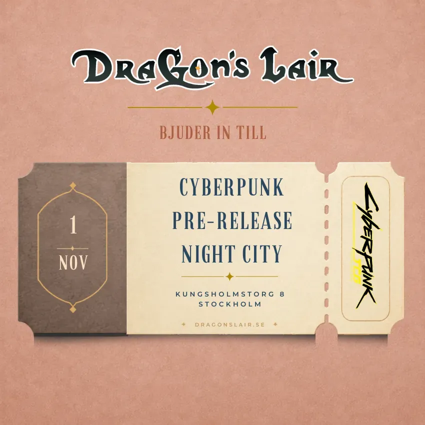 Dragon's Lair Cyberpunk TCG Night City deltagarbiljett 1/11