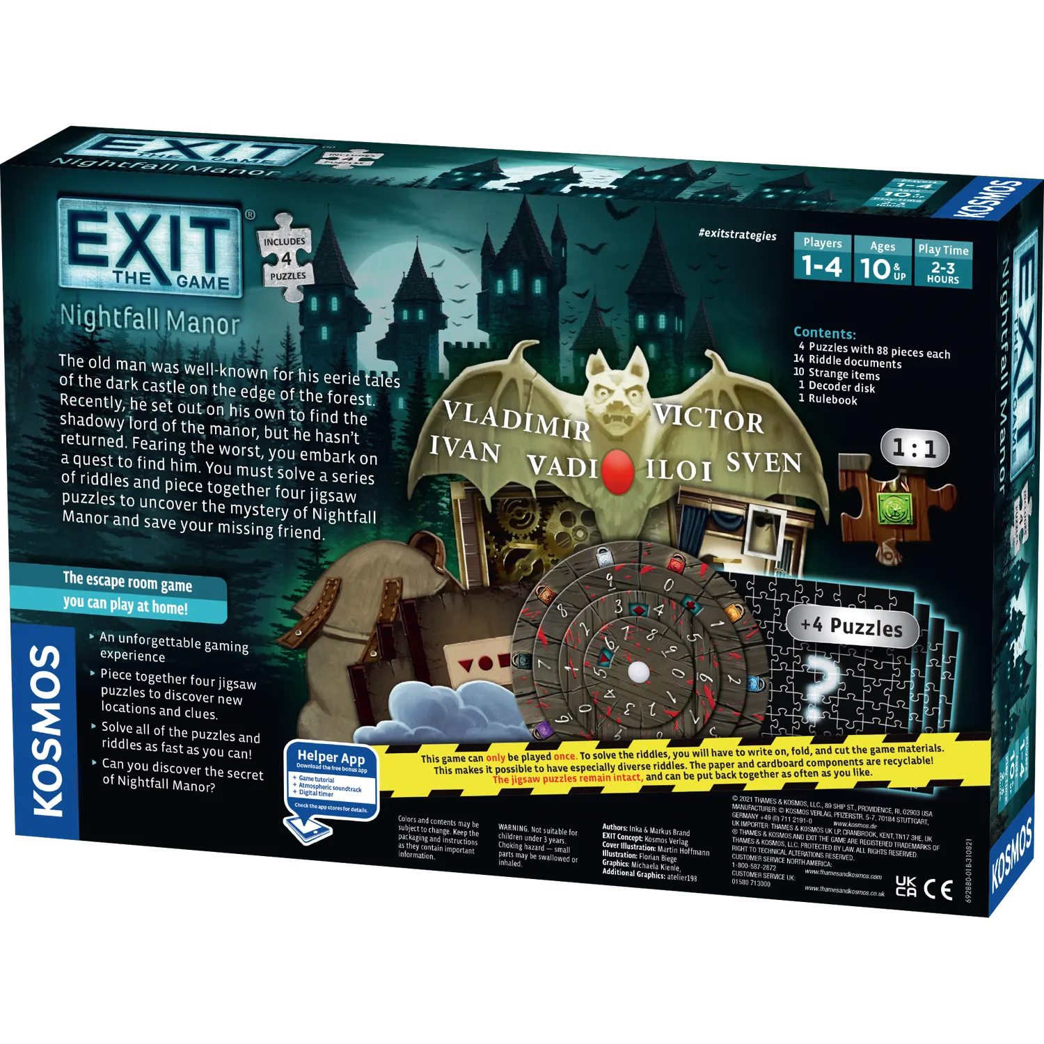 Kosmos Exit Nightfall Manor escapepusselspel med pussel