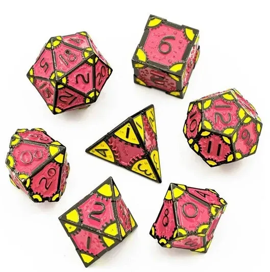 Dragon's Lair Steampunk tärningsset metall guld rosa 7 delar