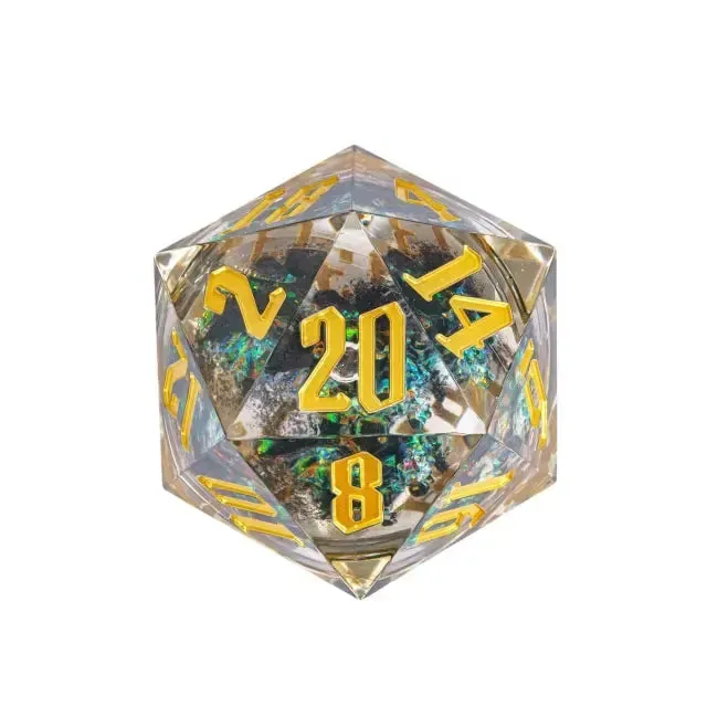 Dragon's Lair Liquid Core D20 tärning dark glitter 55mm
