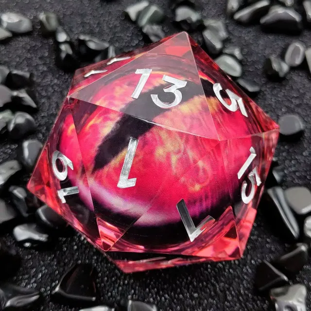 Dragon's Lair D20 Emerald Eye tärning 33mm röd lysande