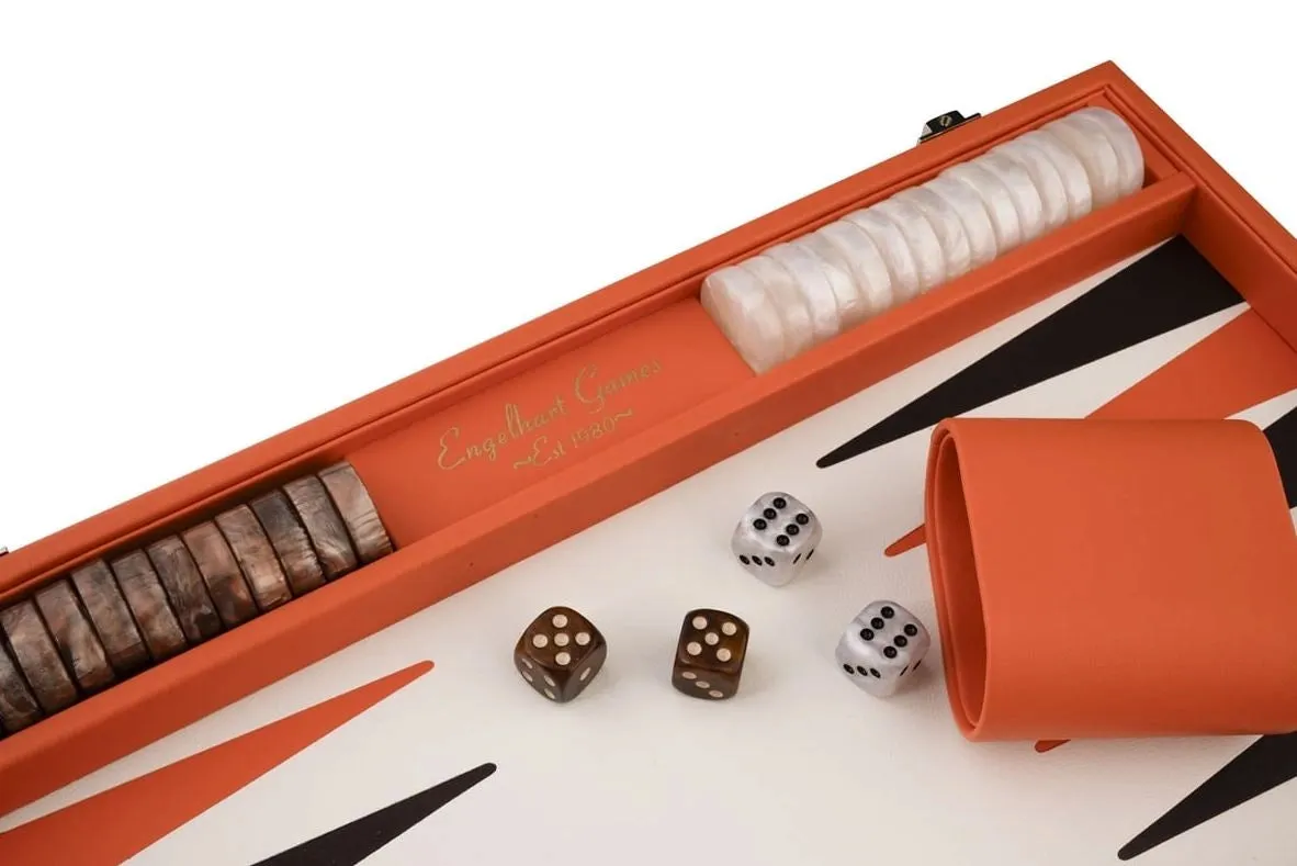 Dragon's Lair Backgammon brädspel orange 15 tum läder