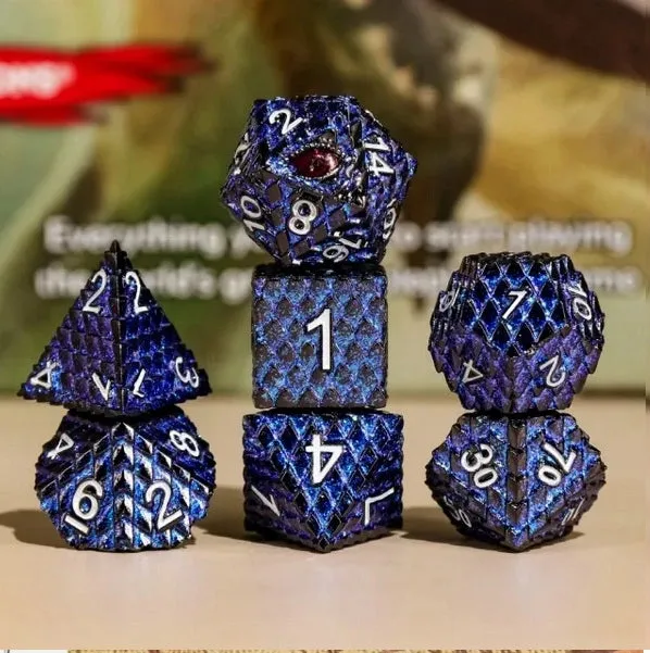 Dragon's Lair Dragon Scale Dark Blue Glitter tärningsset metall