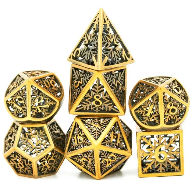 Dragon's Lair Snowflake Bronze metalltärningar ihåliga DnD