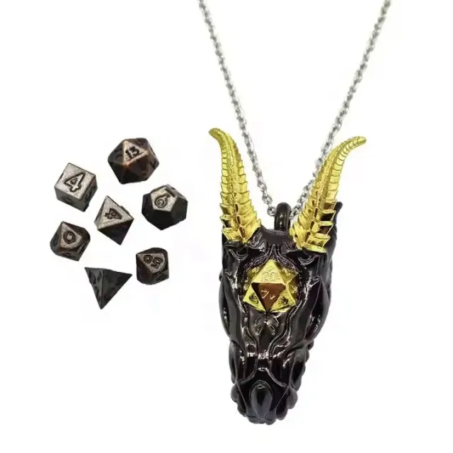 Mini Metal Dice Set Necklace Drake tärningar 7-pack