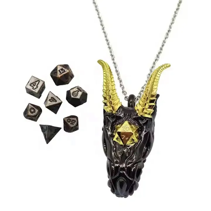 Mini Metal Dice Set Necklace Drake tärningar 7-pack