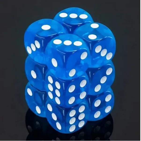 Dragon's Lair D6 Tärningar Blå Transparent 12-pack 16 mm
