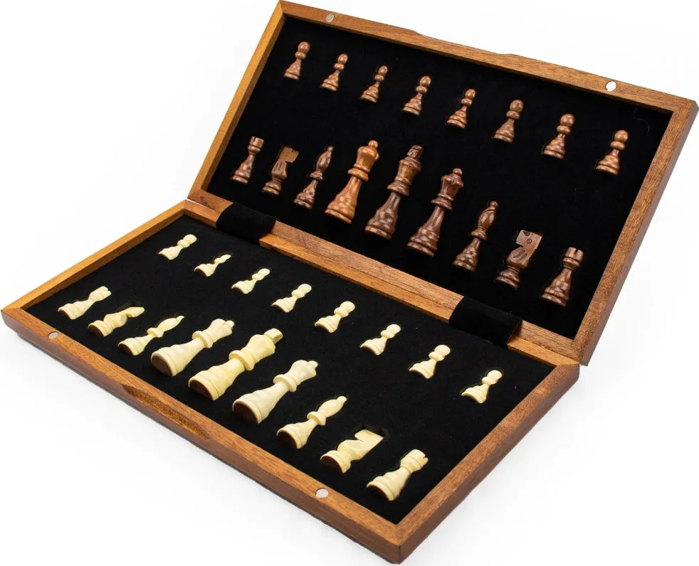 Classics magnetiskt schackspel trä 38 cm vikbart