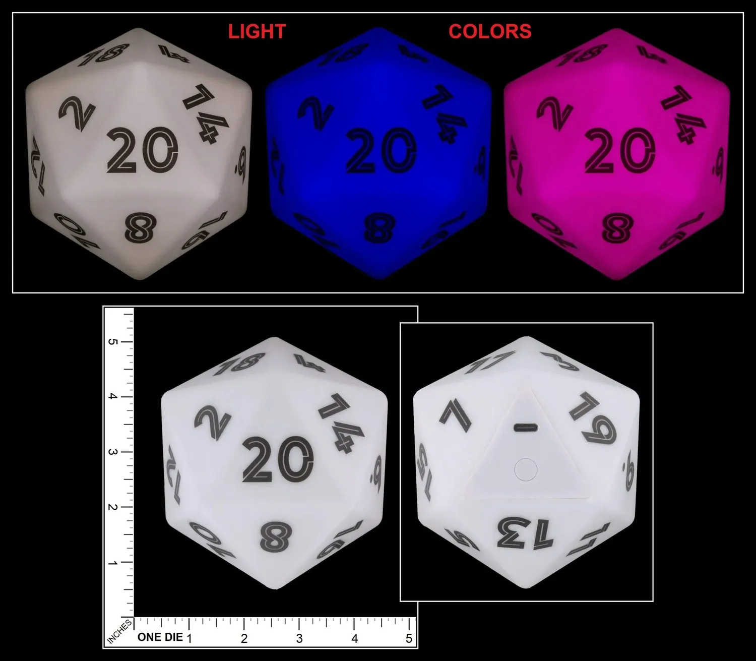 Dragon's Lair D20 LED tärning 86mm färgskiftande