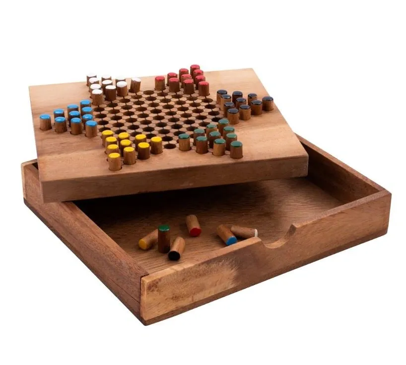 Chinese Checkers Wood M strategispel akaciaträ träbox