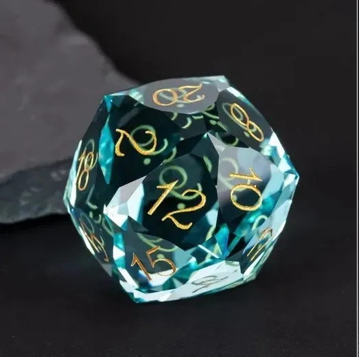 Dragon's Lair D20 blå kristall glastärning 30mm Brick Veneer
