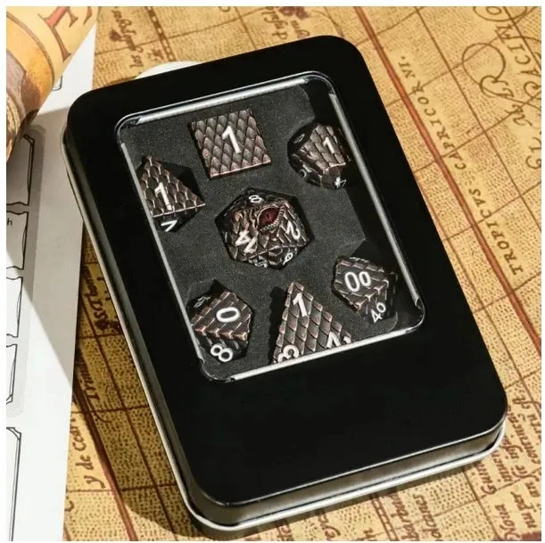Dragon's Lair Dice Set Metallic Dragon Scale Dark Brown 7 tärningar