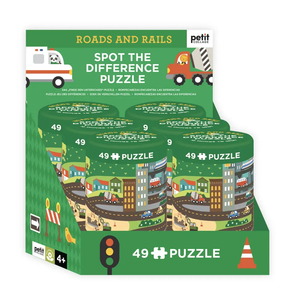 Games Room Spot the Difference Roads Rails pussel 6-pack