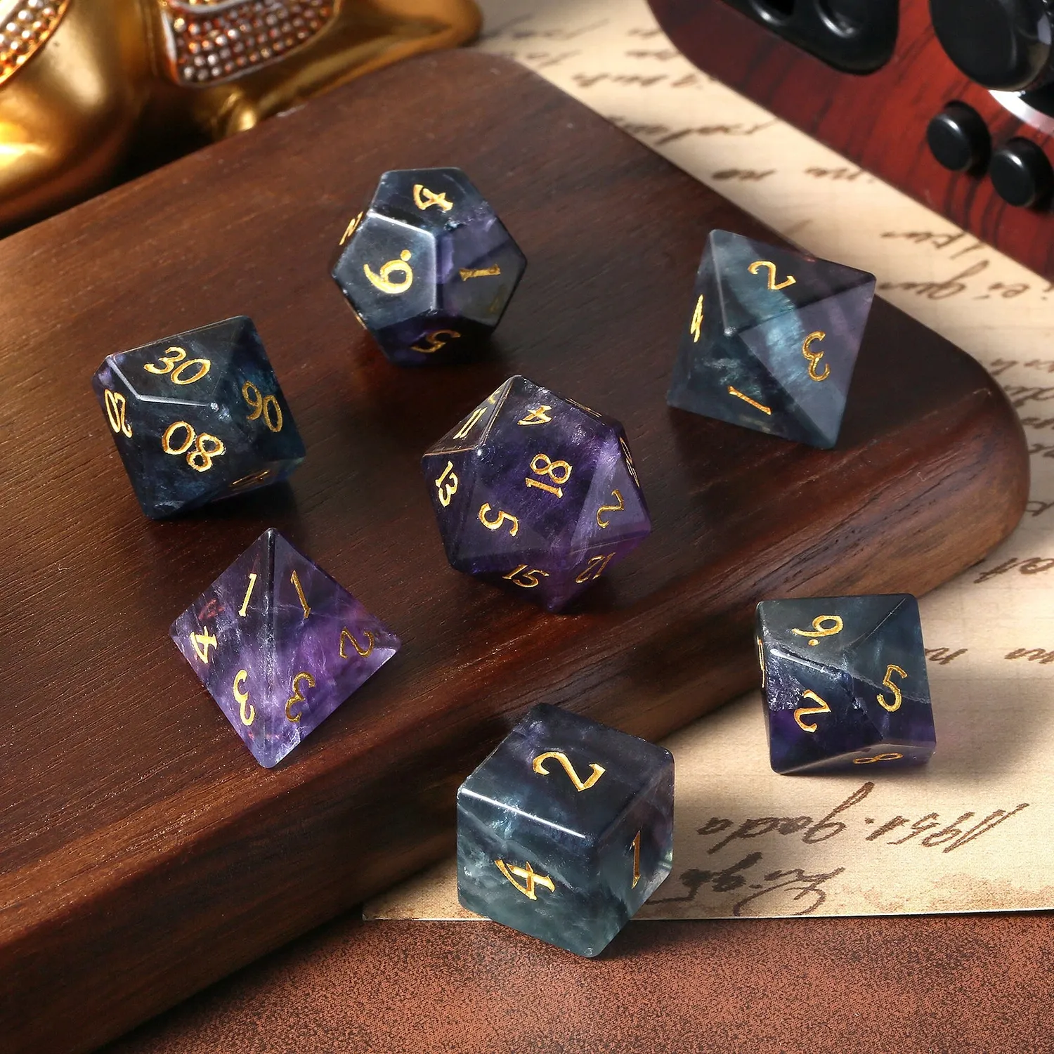 Dragon's Lair Obsidian Fluorite tärningsset rollspel