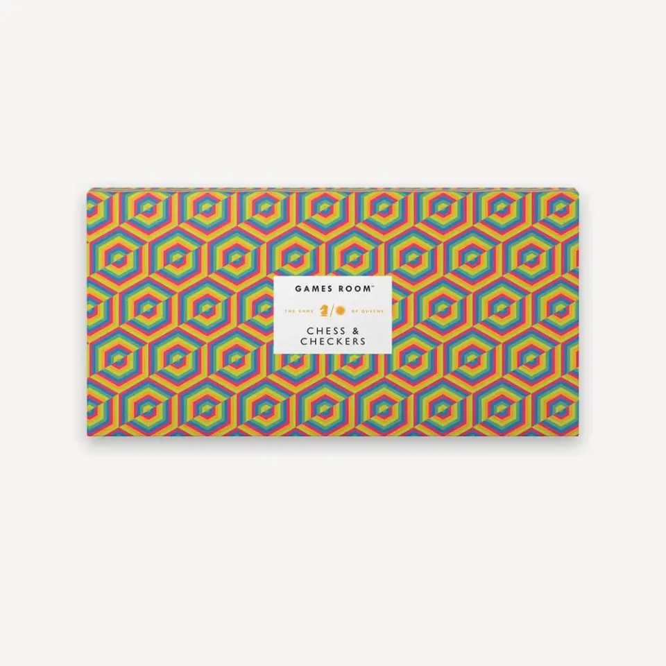 Games Room Chess & Checkers Orange Green brädspel 2-i-1