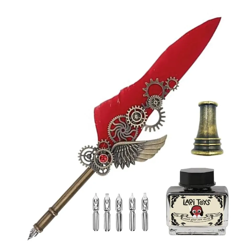 Dragon's Lair Antique Feather Pen kalligrafiset röd