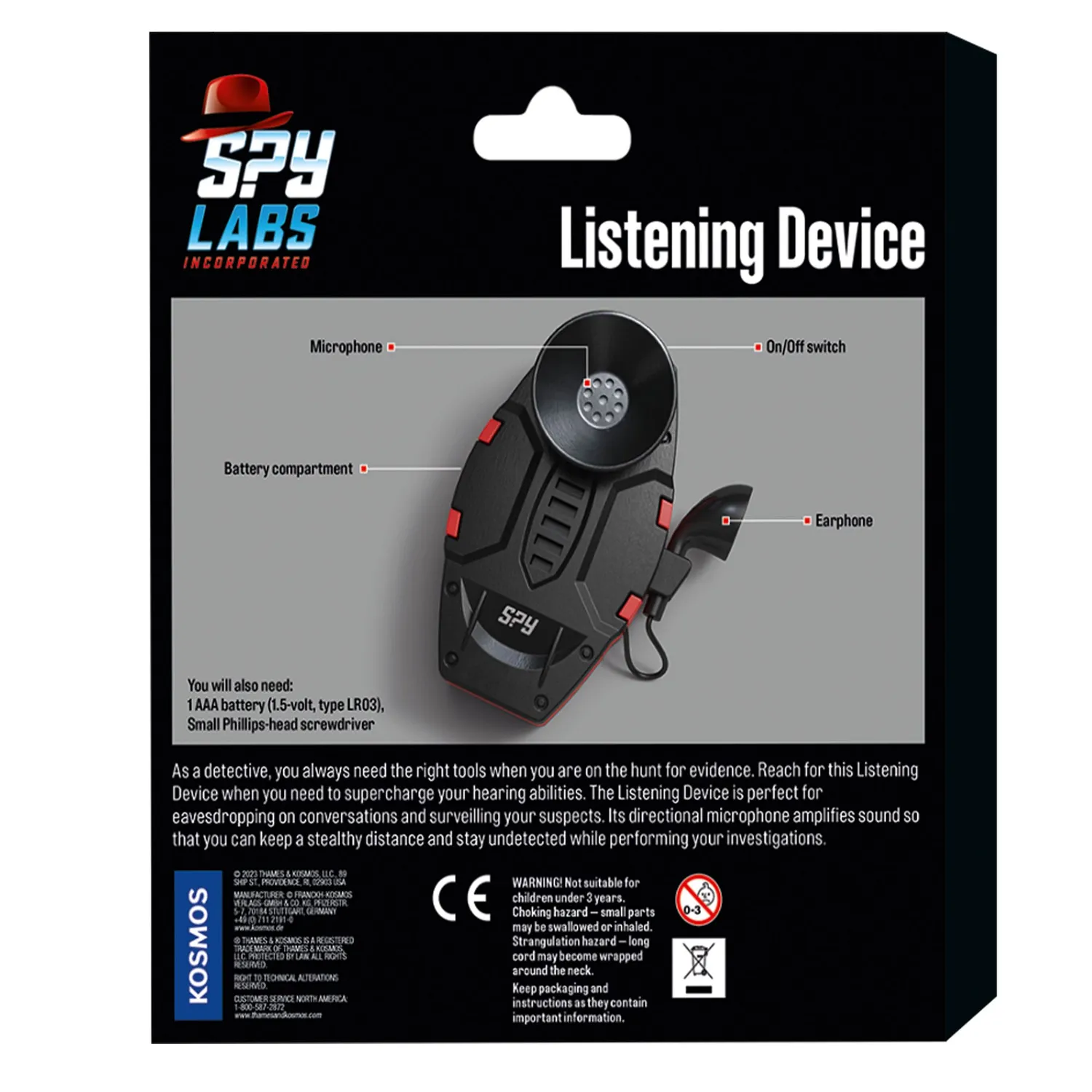 Kosmos Spy Labs Listening Device spionleksak med hörlur