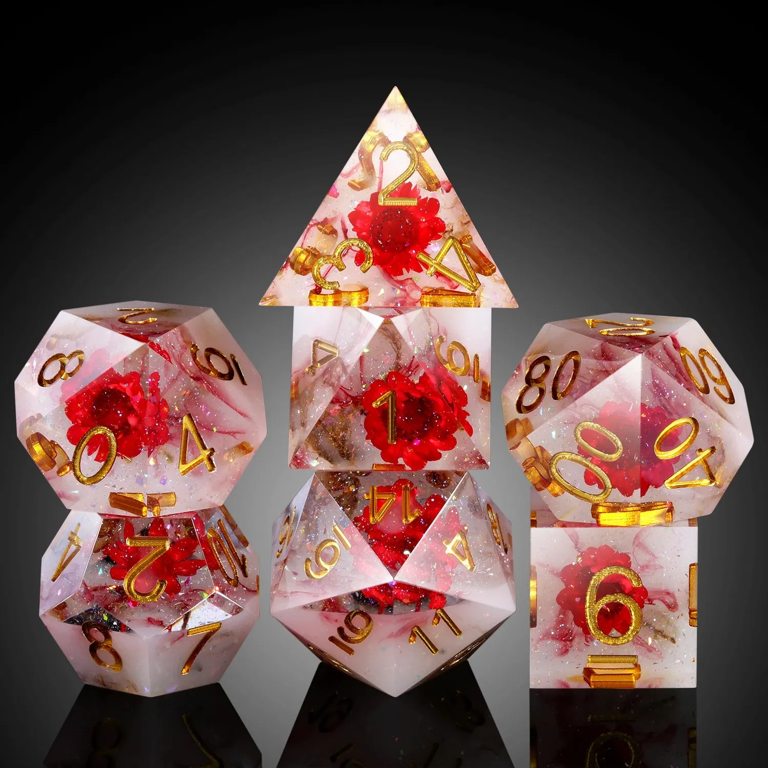 Dragon's Lair Red Flower tärningsset rollspel röd