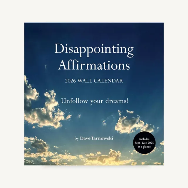 Games Room Disappointing Affirmations 2026 väggkalender humor