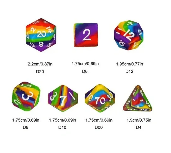Dragon's Lair Rainbow tärningsset silikon 7 tärningar mjuk