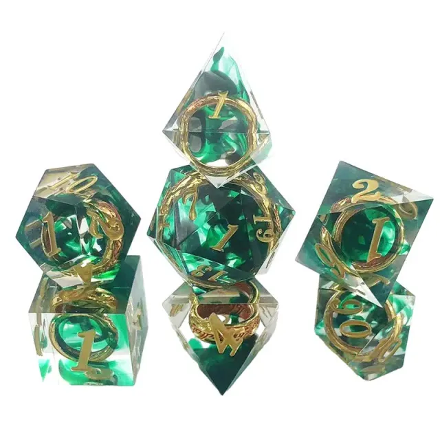 Dragon's Lair Sharp Edge Rings Green tärningsset 7-delat harts