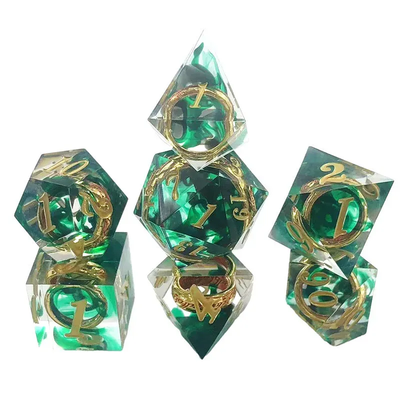 Dragon's Lair Sharp Edge Rings Green tärningsset 7-delat harts