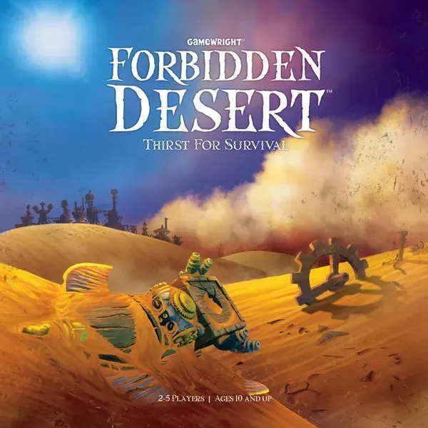 Forbidden Desert kooperativt brädspel familj äventyr