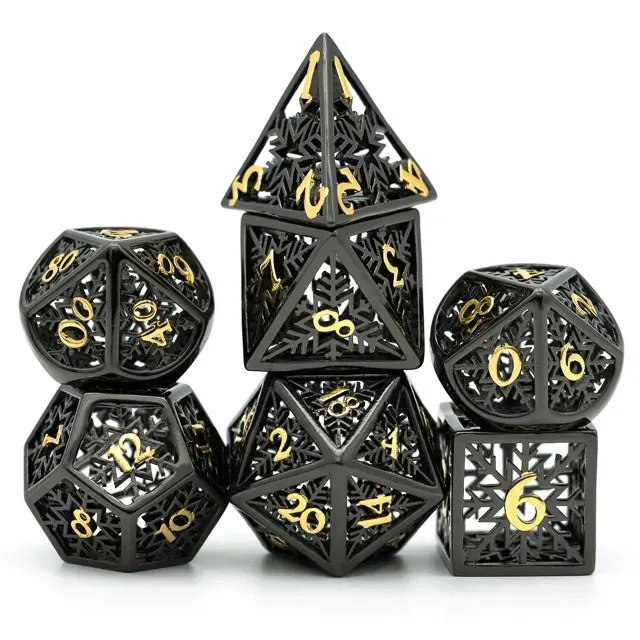 Dragon's Lair Snowflake tärningsset metall svart