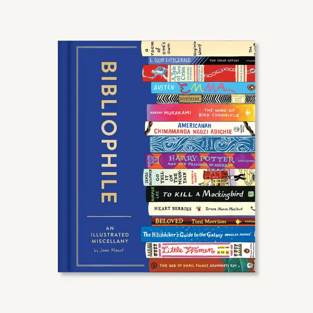 Bibliophile Jane Mount illustrerad bok bokälskare present