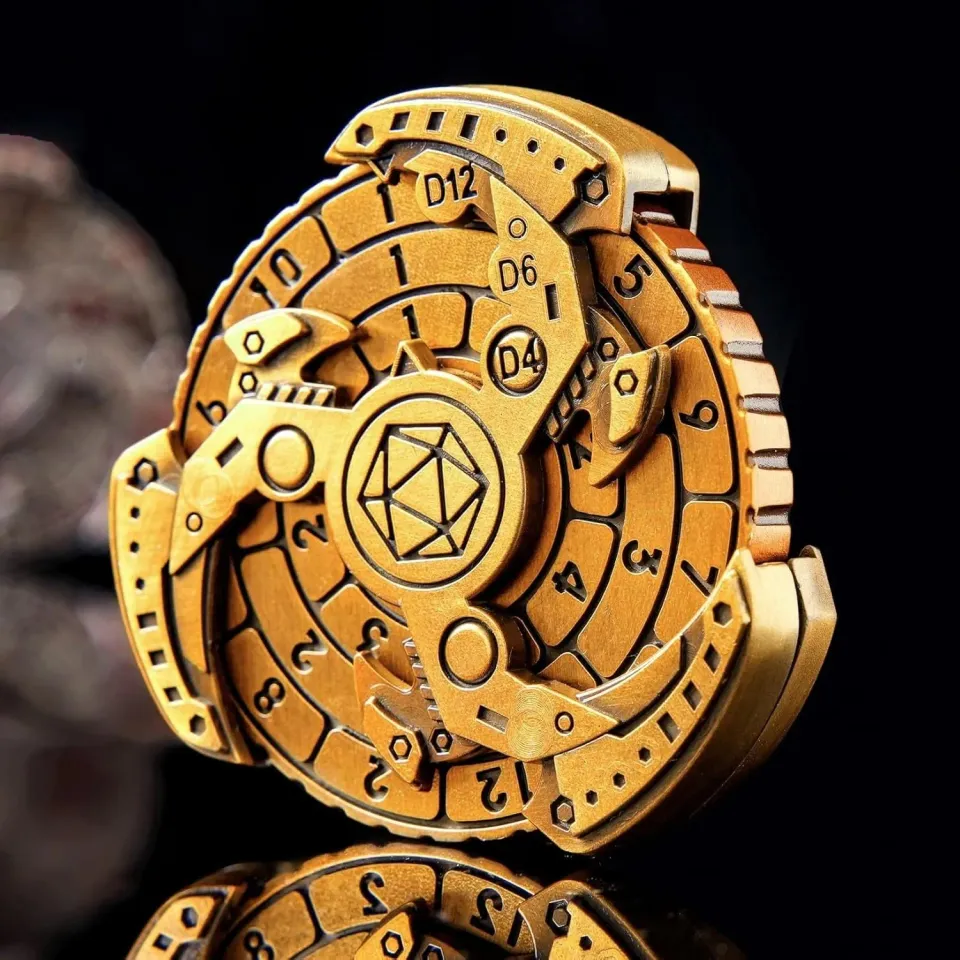 Dragon's Lair 7-i-1 Roterande DND tärning guld metall