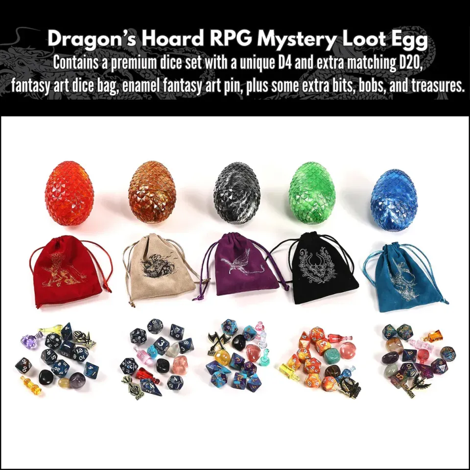 Dragon's Lair Dragons Hoard RPG Mystery Loot Egg tärningsset