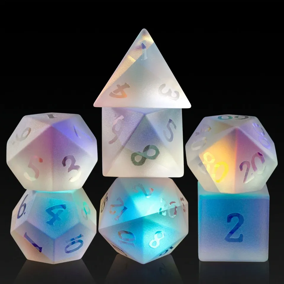 Dragon's Lair Frosted Rainbow Prism tärningsset glas