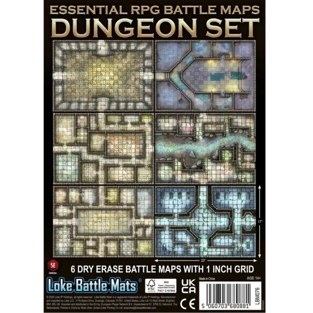 Essential RPG Battle Maps Dungeon Set stridskartor 6-pack