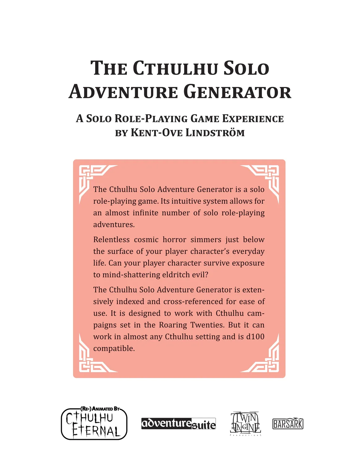 Dragon's Lair Cthulhu Solo Adventure Generator rollspelsbok