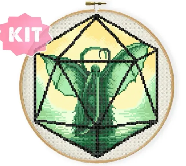 Dragon's Lair Sea Beast korsstygnskit D20-motiv