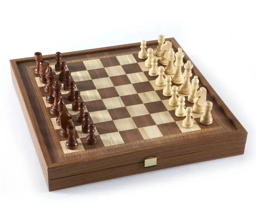 Manopoulos Classic 2-i-1 schack backgammon valnöt 41cm