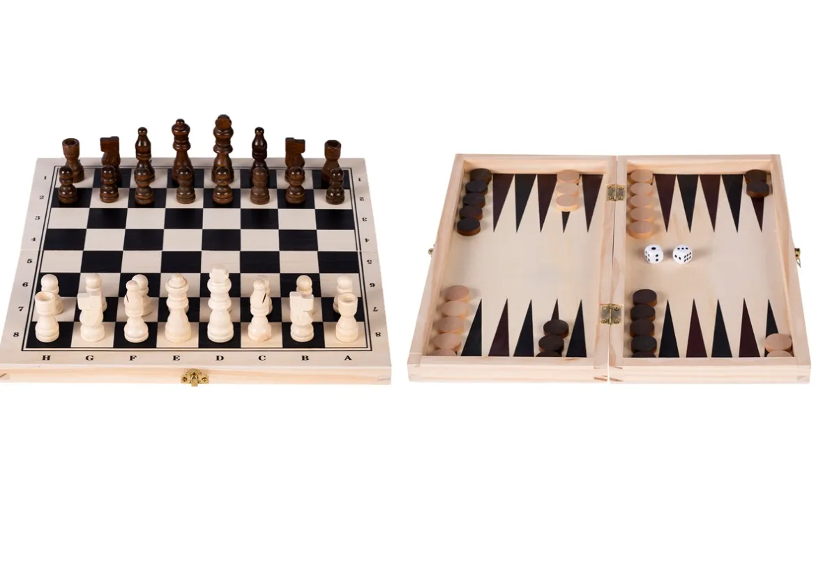Dragon's Lair Chess Backgammon 150202 brädspel björkträ