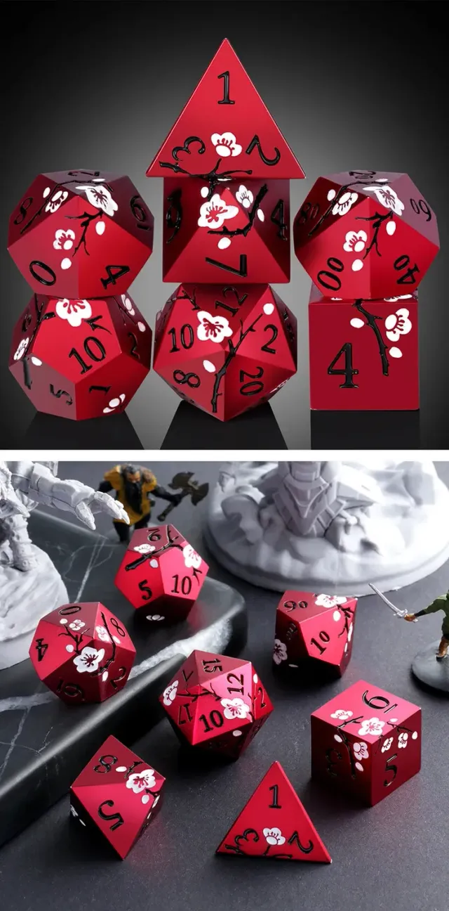 Dragon's Lair Sakura Red metalltärningar 7-delat set emalj