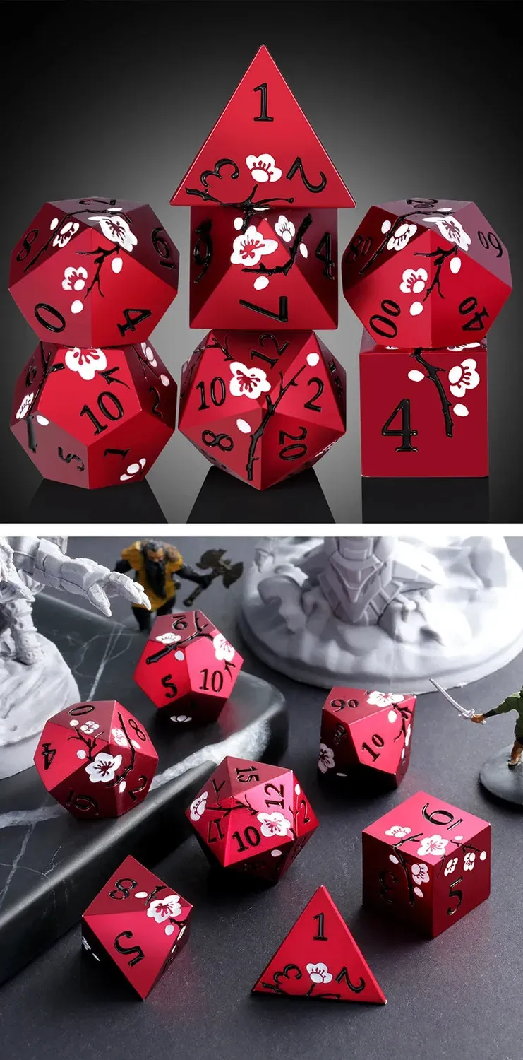 Dragon's Lair Sakura Red metalltärningar 7-delat set emalj