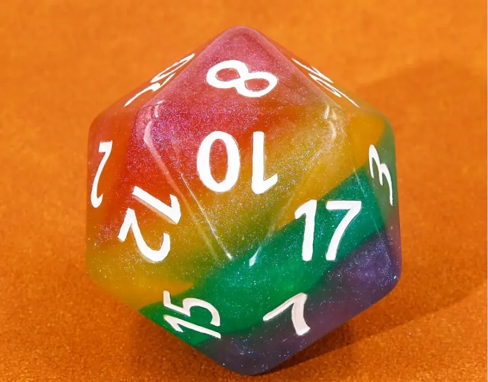 Dragon's Lair Titan D20 tärning 55mm glitter rainbow med påse