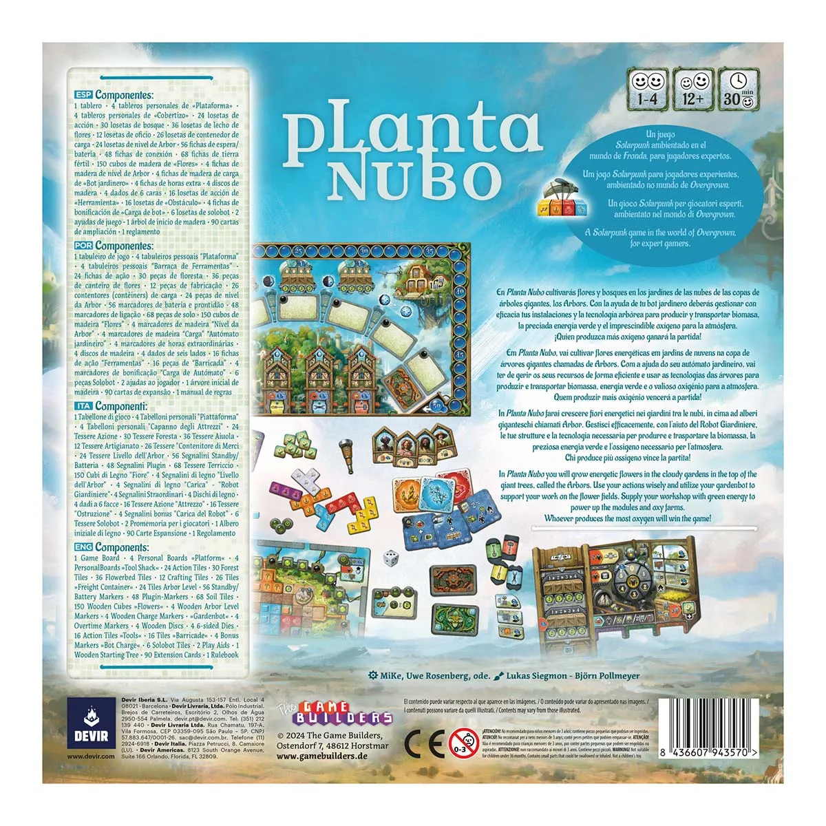 Kosmos Planta Nubo brädspel strategi för 1–4 spelare
