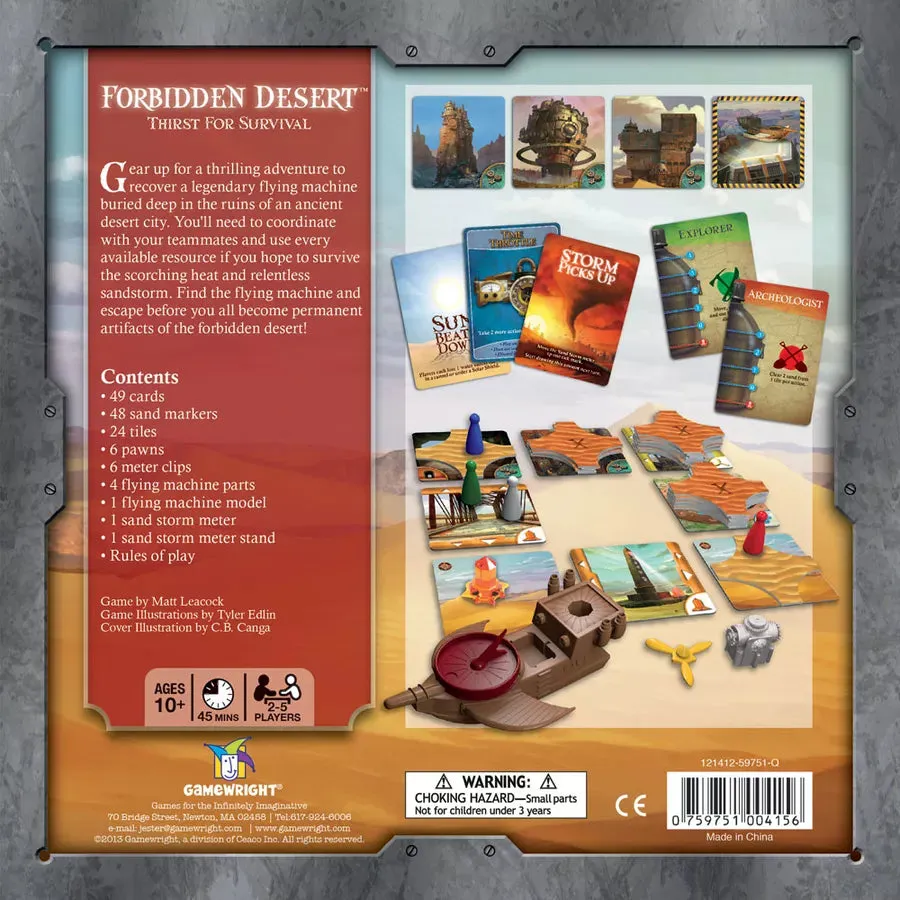 Forbidden Desert kooperativt brädspel familj äventyr